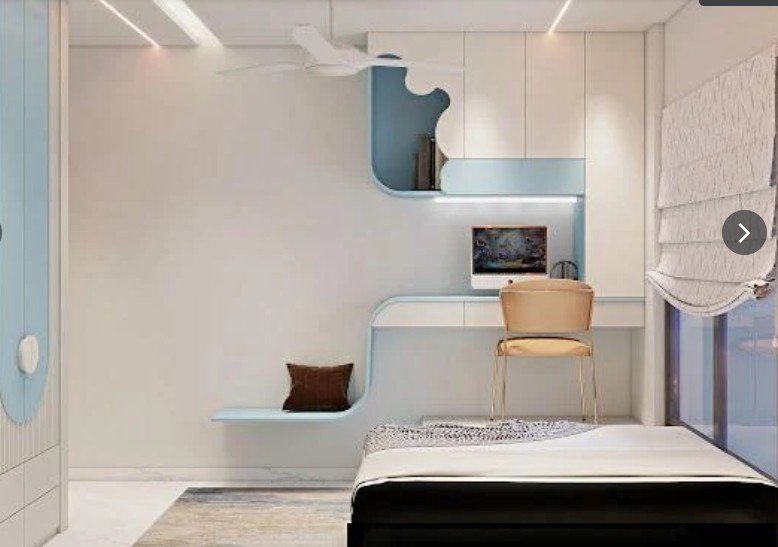 Study Corner in Soft Blue — Nakshatra Interior Design Studio