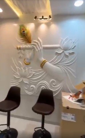Hand-Carved Feature Mural — Nakshatra Interior Design Studio